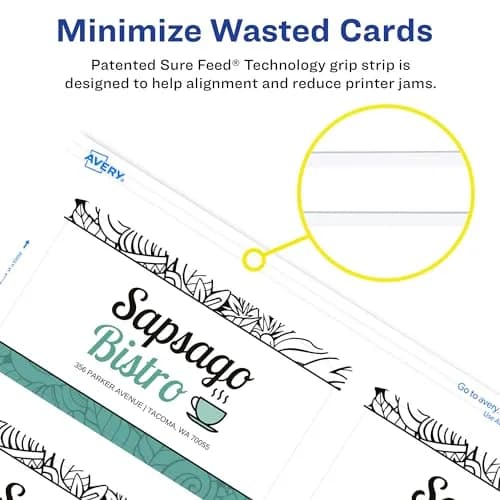 Avery Clean Edge Printable Business Cards with Sure Feed Technology, Rounded Corners, 160 Cards (25ml / 0.811 Fl Oz) | Professional Cards for Inkjet Printers thumbnail 3