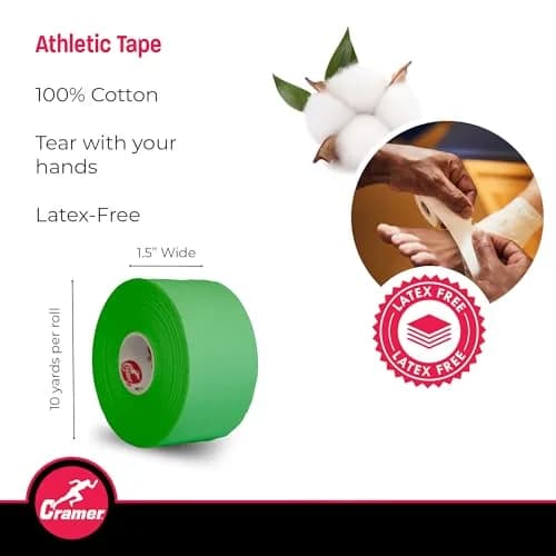 Cramer Athletic Tape, 1.5" x 10 Yards, Green | Easy Tear Sports Tape for Ankle, Wrist & Knee Support thumbnail 2