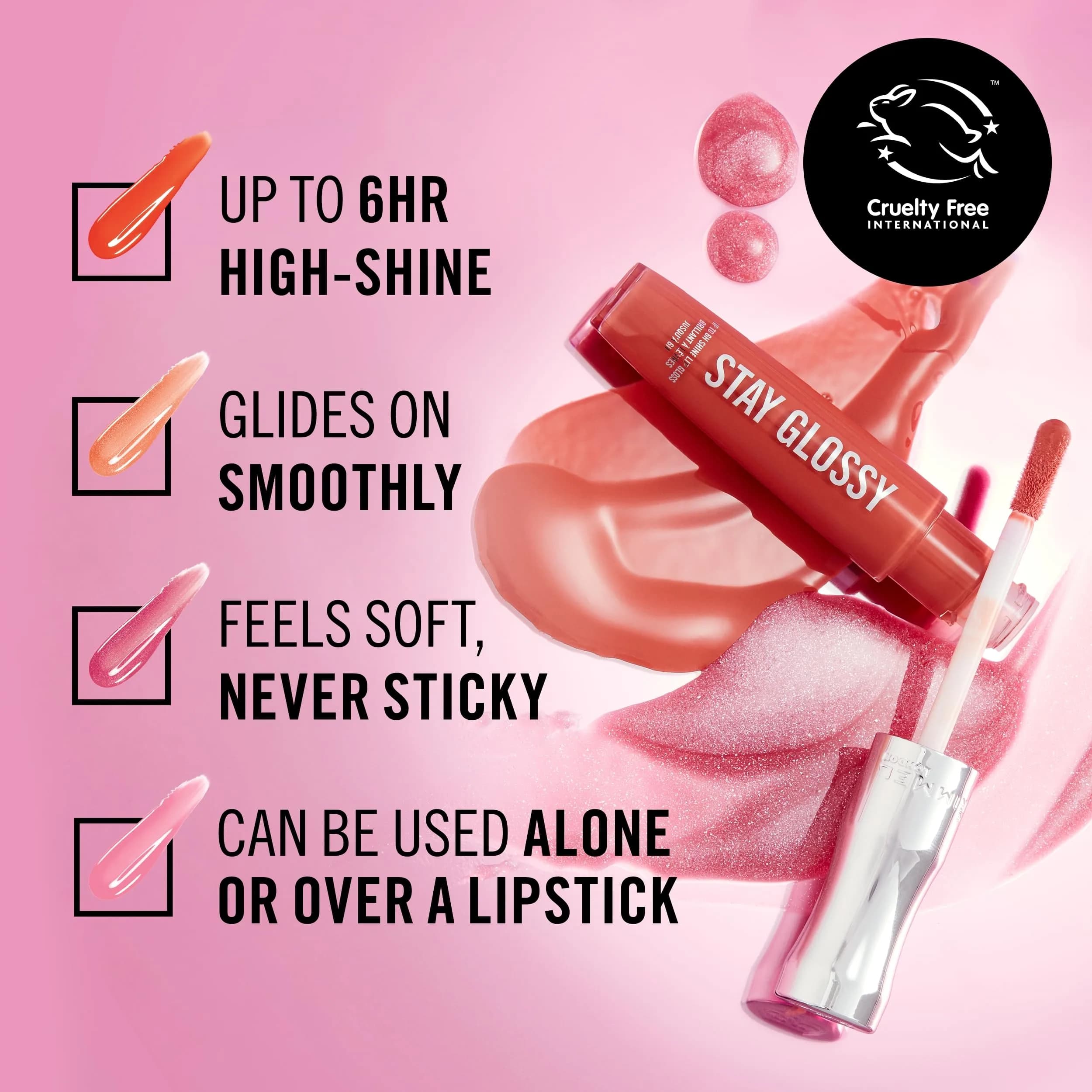 Rimmel Stay Glossy Lip Gloss 820 Seduce Me 5ml (0.18 Fl Oz) | High-Glossy Lip Color with 6-Hour Shine - view 5