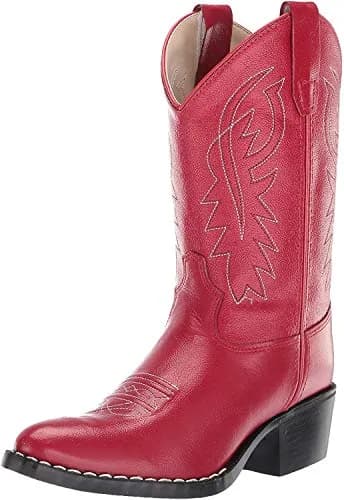 Old West Boots Girls Round Toe Boot Western, Red, 8 Toddler | Classic Western Style with Comfort thumbnail 1