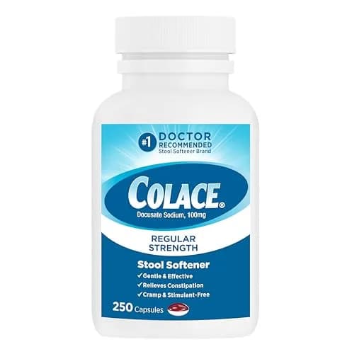 Colace Stool Softener Capsules 100 mg (250 Count) | Gentle Constipation Relief for Adults thumbnail 1