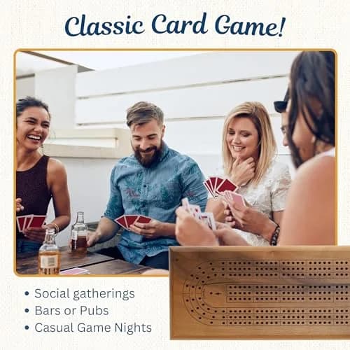 WE Games Classic Cribbage Board Set 3 Track Solid Walnut Wood Board with Metal Pegs | Educational Board Game for Adults and Families thumbnail 4