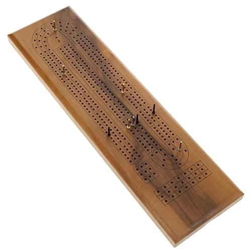 WE Games Classic Cribbage Board Set 3 Track Solid Walnut Wood Board with Metal Pegs | Educational Board Game for Adults and Families thumbnail 1