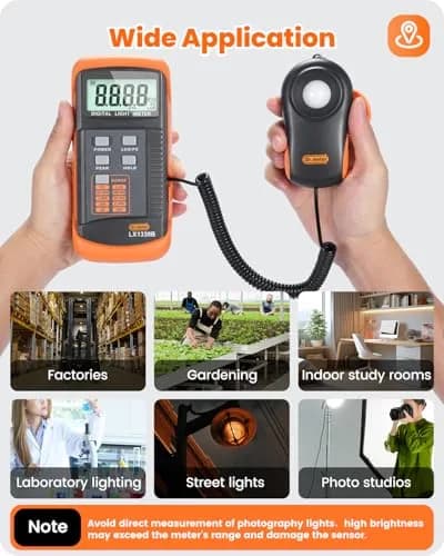 Dr.meter LX1330B Digital Illuminance Light Meter 200,000 Lux | High Precision Fast Response thumbnail 6