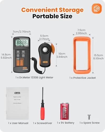 Dr.meter LX1330B Digital Illuminance Light Meter 200,000 Lux | High Precision Fast Response thumbnail 8