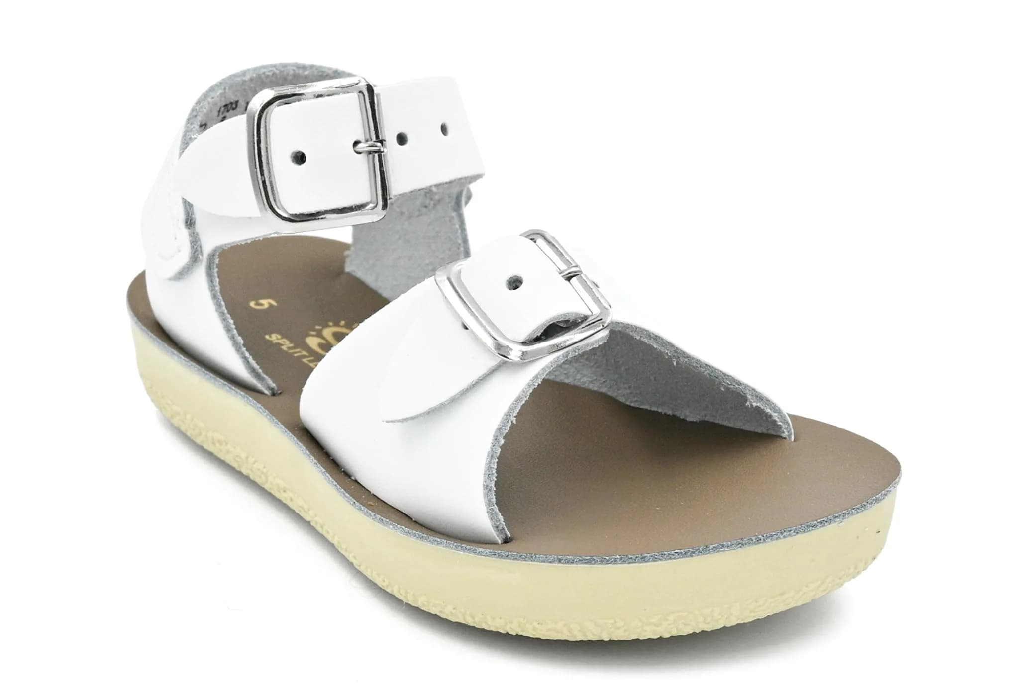 Salt Water Sandals Sun-San Surfer, White, Toddler 8 | Water-Friendly Leather, All-Day Comfort