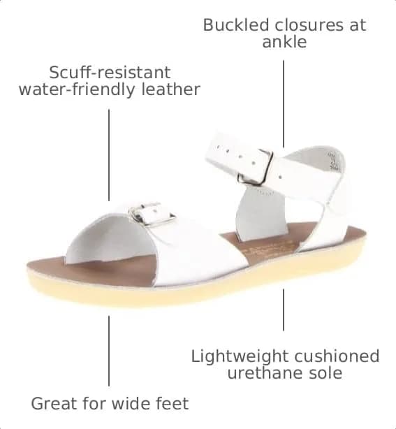 Salt Water Sandals Sun-San Surfer, White, Toddler 8 | Water-Friendly Leather, All-Day Comfort thumbnail 4