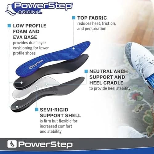 PowerStep Original Insoles, Foot Support for Plantar Fasciitis & Mild Pronation, Made in the USA (M 10-10.5, F 12) | Foot & Arch Relief thumbnail 2