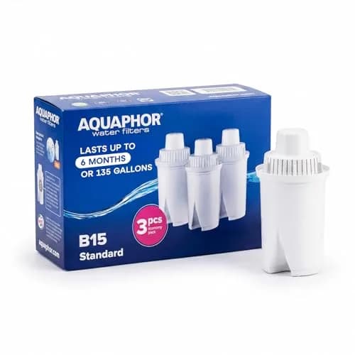 AQUAPHOR B15 Water Filter Replacement 3 Pack | Fast Flow, BPA-Free, Lasts 2 Months, Reduces Chlorine & Heavy Metals thumbnail 1