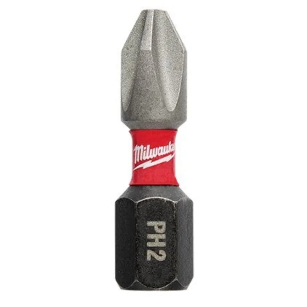 Milwaukee Shockwave 6" Phillips #2 Power Bit | Alloy Steel, Impact Duty, 15.24 cm (6 Inch) — Black