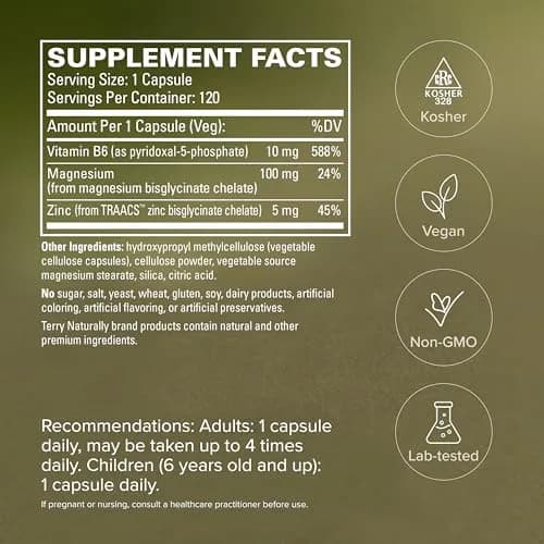 Terry Naturally BioActive Magnesium Glycinate 550mg | Supports Sleep & Stress, 120 Vegan Capsules thumbnail 5
