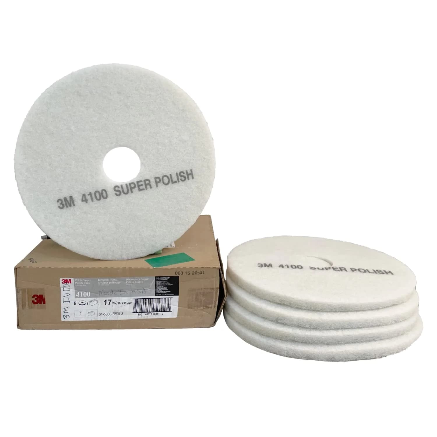 3M White Super Polish Pad 4100 | 20-inch Floor Buffer Pad for Light Cleaning & Polishing