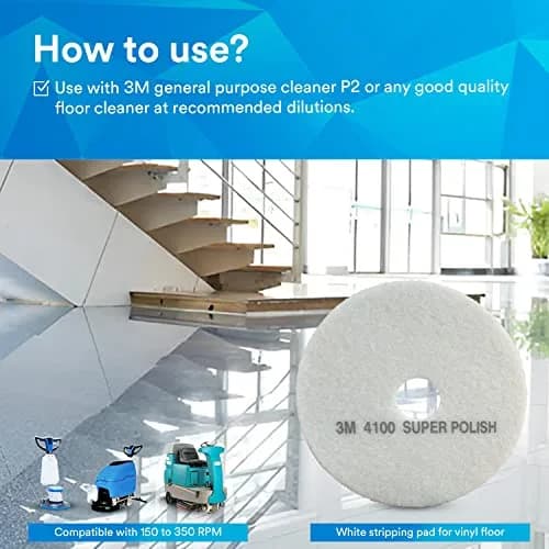 3M White Super Polish Pad 4100 | 20-inch Floor Buffer Pad for Light Cleaning & Polishing thumbnail 4