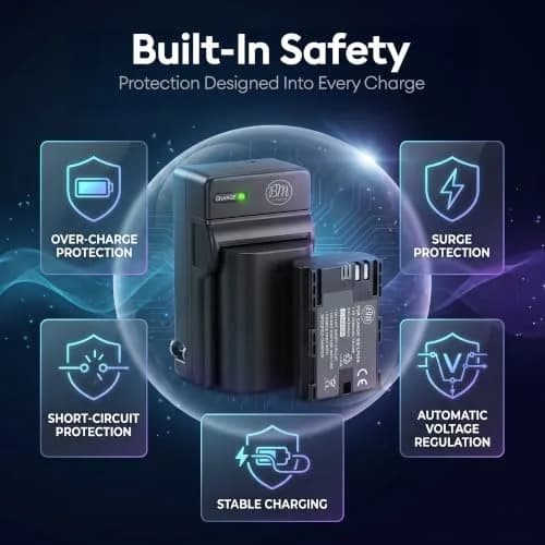 BM Premium LP-E6N 2-Pack Batteries & Charger for Canon EOS 60D 70D 80D 90D | Rechargeable Lithium-Ion Power thumbnail 4
