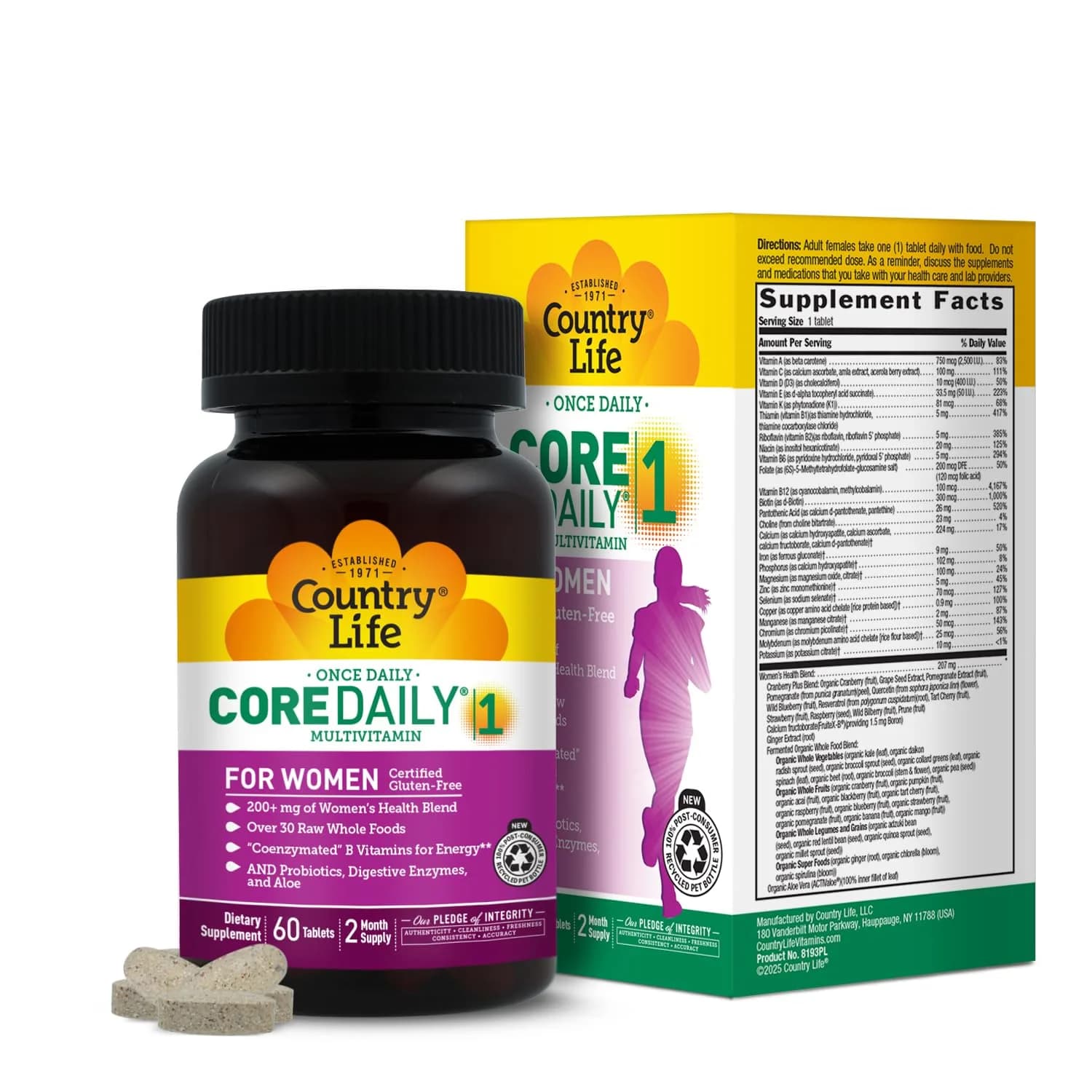 Country Life Core Daily 1 Women’s Multivitamin with Iron, 60 Tablets | Supports Women's Health & Wellness
