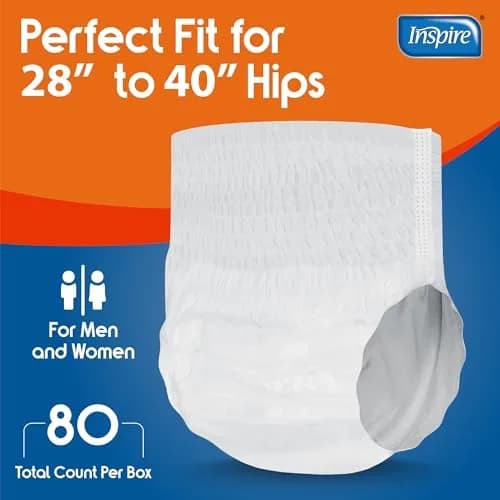 Inspire Protective Underwear for Men and Women | Adult Diapers | Disposable Pull Ups - 4 Bags of 20 | 80 Total (Small/Medium) thumbnail 2