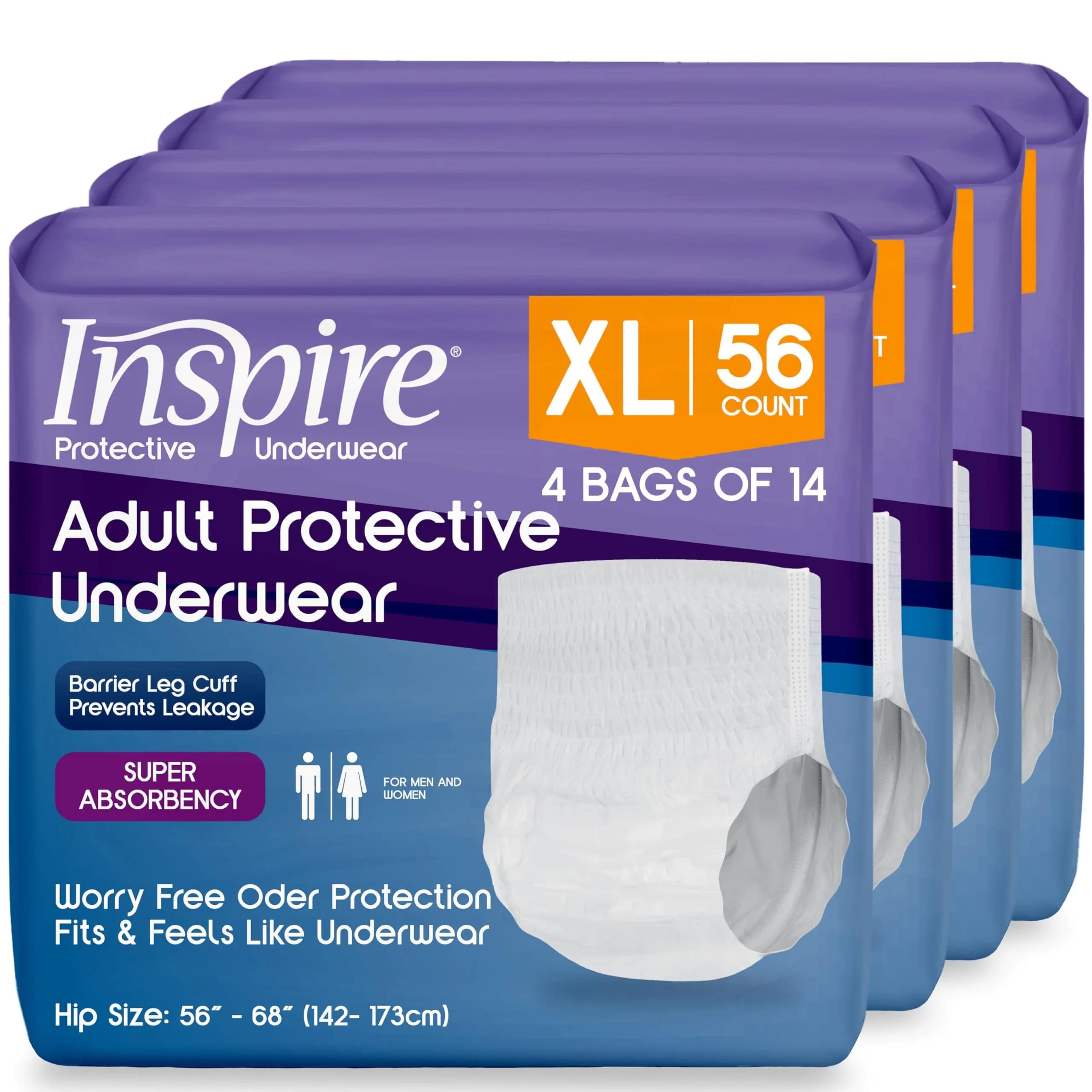Inspire Adult Incontinence Underwear Extra Large | Super Absorbent, Odor Control, Discreet Fit