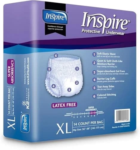 Inspire Adult Incontinence Underwear Extra Large | Super Absorbent, Odor Control, Discreet Fit thumbnail 9