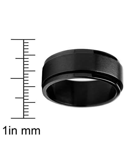 Metal Masters Men's 8MM Black Stainless Steel Spinner Ring Band | Hypoallergenic, Stress-Relief (70-120 chars) thumbnail 3