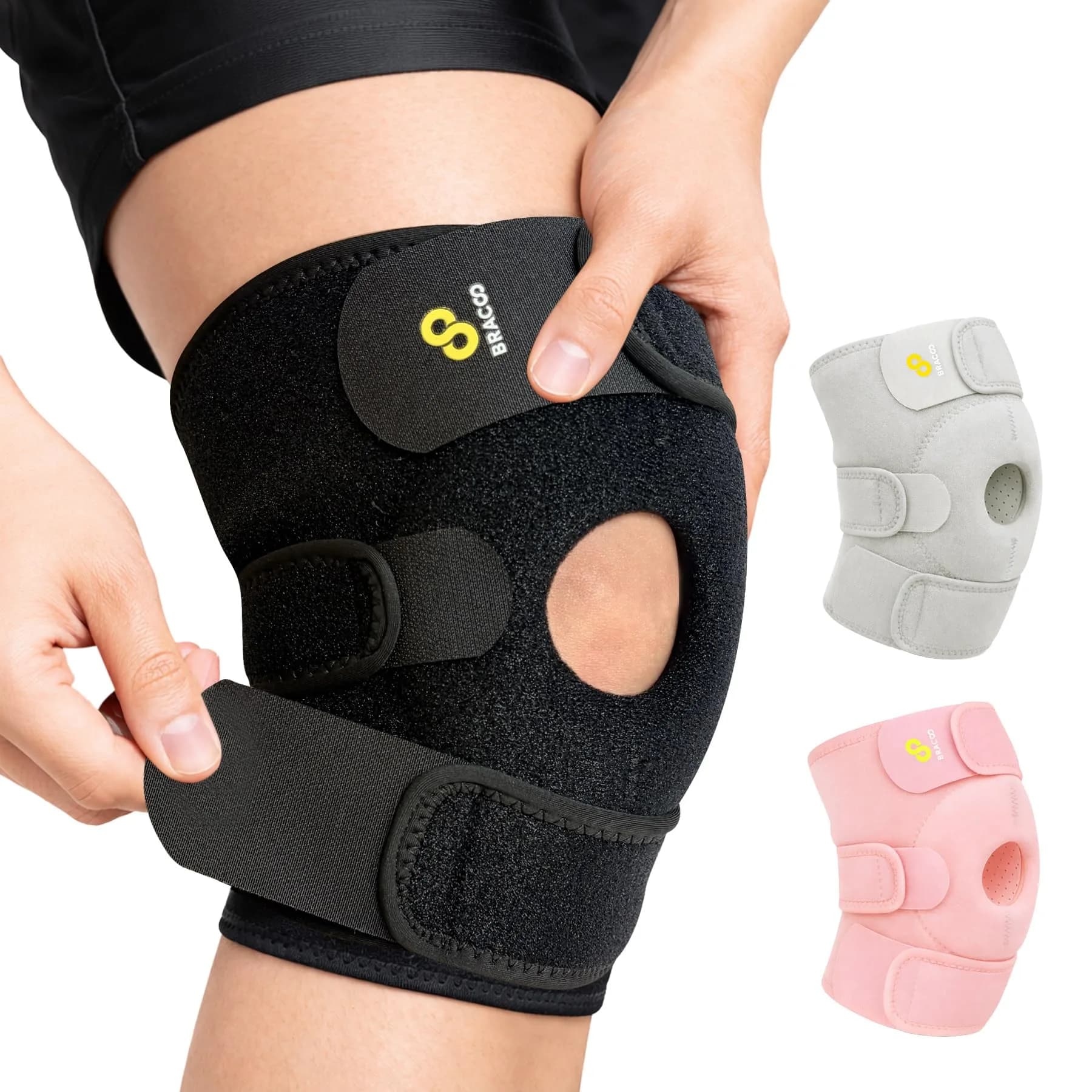 Bracoo Adjustable Knee Brace Sleeve KS10 Black | FDA Approved Medical Grade Support for Arthritis Pain & Injury Recovery - main product image