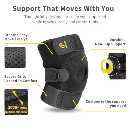 Bracoo Adjustable Knee Brace Sleeve KS10 Black | FDA Approved Medical Grade Support for Arthritis Pain & Injury Recovery thumbnail 7