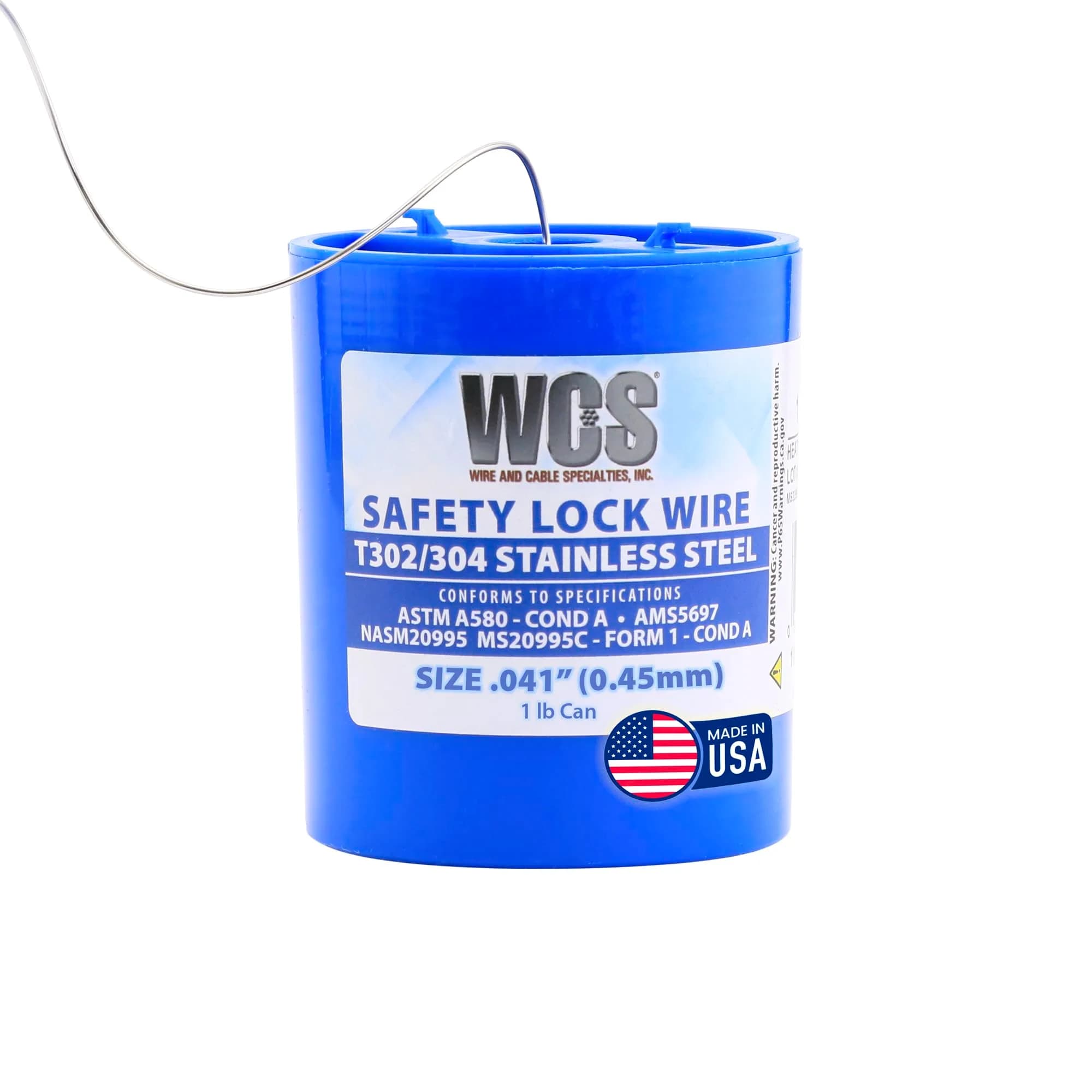 WCS .021 Stainless Steel Safety Lock Wire, T302/304, 2.27 kg (5 lb) | Corrosion-Resistant Mechanics Wire for Aircraft, Automotive, & Industrial Use — .041 in / 1 lb