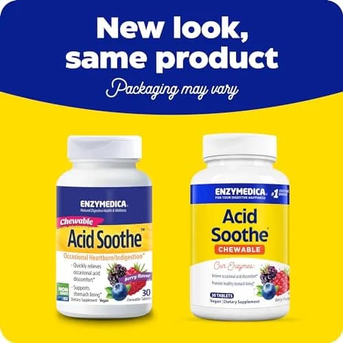 Enzymedica Acid Soothe Chewable Supplement for Women & Men - 30 Tablets | Supports Digestive Comfort & Heartburn Relief thumbnail 2