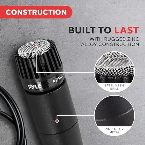 PylePro Dynamic Handheld Microphone | Unidirectional Vocal Mic with Built-in Pop Filter (6.14" x 1.24") thumbnail 5