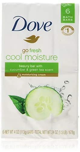 Dove Go Fresh Cool Moisture Beauty Bars 127g (4 oz) Pack of 6 | Refreshing Cucumber & Green Tea Scent thumbnail 1