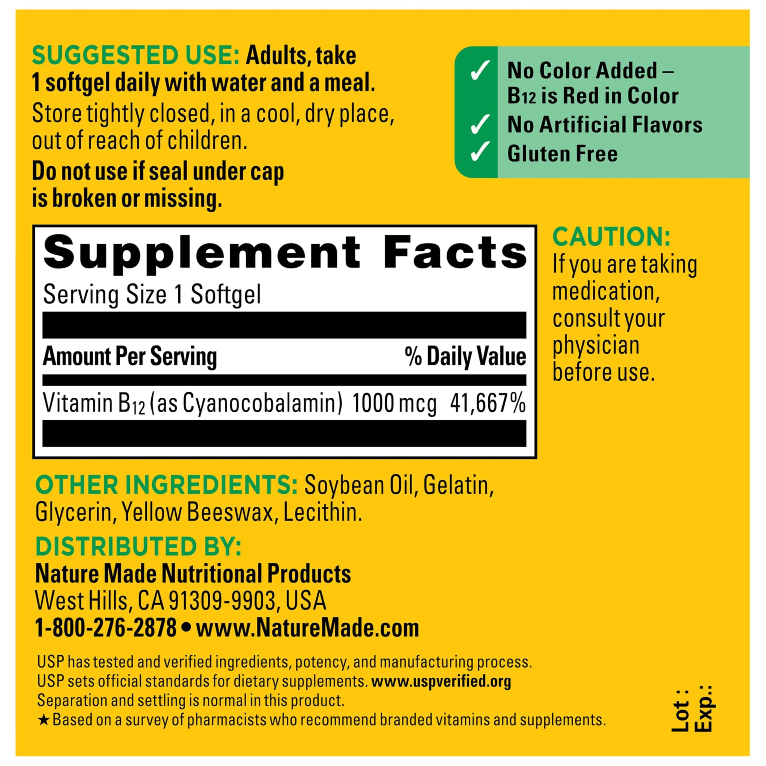 Nature Made Vitamin B12 1000 mcg Softgels (90 Count) | Energy Metabolism Support with USP Verification - view 8