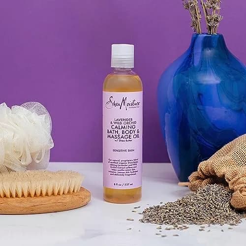 SheaMoisture Lavender Wild Orchid Bath Body Massage Oil 237ml (8 Fl Oz) | Calming Moisturizer for Sensitive Skin thumbnail 2