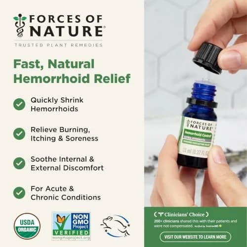 Forces of Nature Hemorrhoid Control Extra Strength 0.37 Fl Oz | Fast Relief with Organic Ingredients thumbnail 2