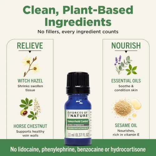 Forces of Nature Hemorrhoid Control Extra Strength 0.37 Fl Oz | Fast Relief with Organic Ingredients thumbnail 3