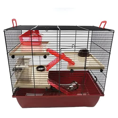 Little Friends The Grand - Hamster Cage, Red, 50cm x 33cm x 45cm | Small Animal Habitat with Accessories thumbnail 1