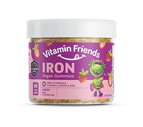 Vitamin Friends Vegan Multivitamin & Iron for Kids Gummies 60 Count (120 Day Supply) | Supports Body Function & Anemia thumbnail 1