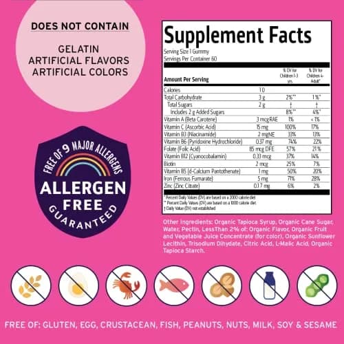 Vitamin Friends Vegan Multivitamin & Iron for Kids Gummies 60 Count (120 Day Supply) | Supports Body Function & Anemia thumbnail 3