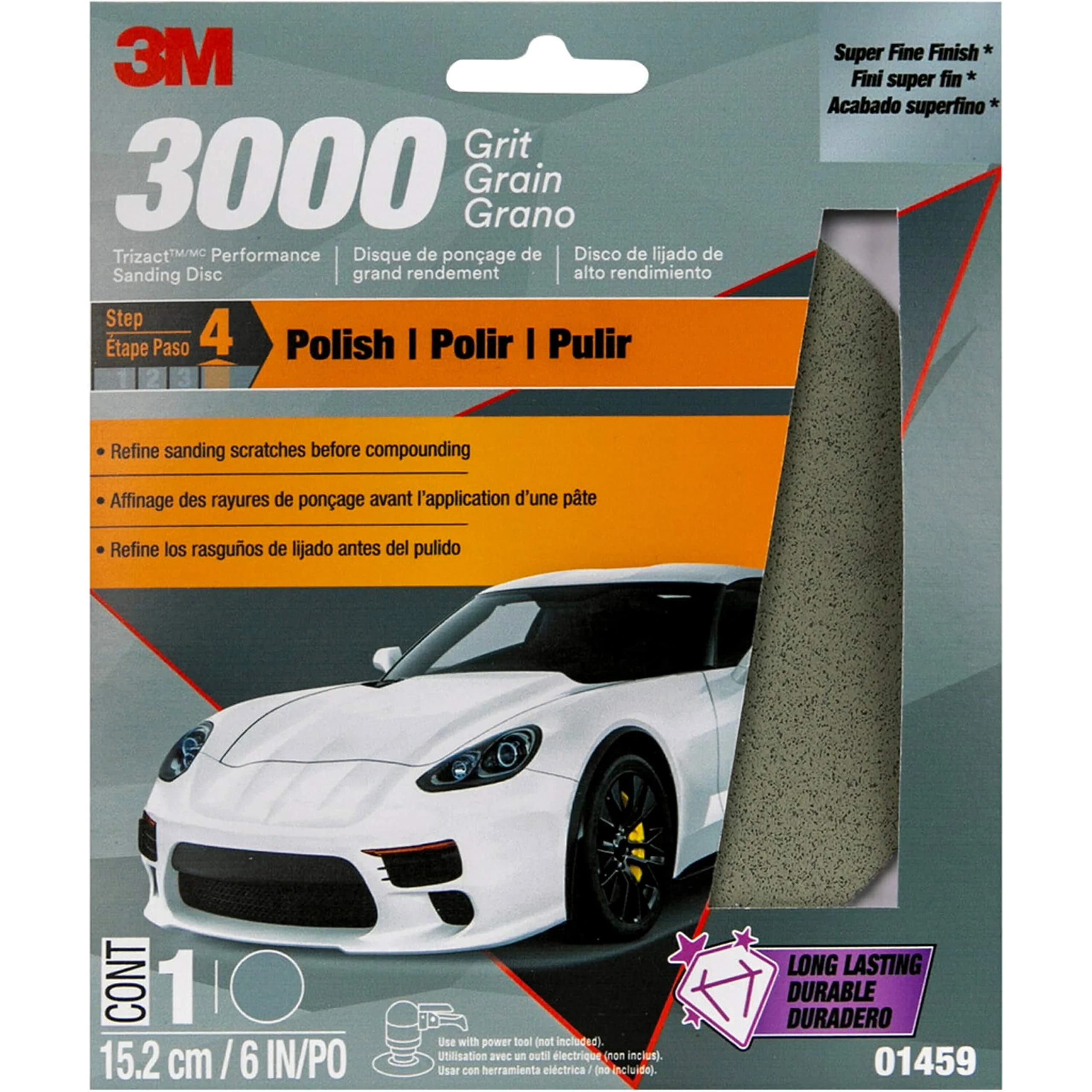 3M Trizact Performance Sanding Disc 6 inch 3000 Grit Silicon Carbide | Removes Fine Sand Scratches - main product image