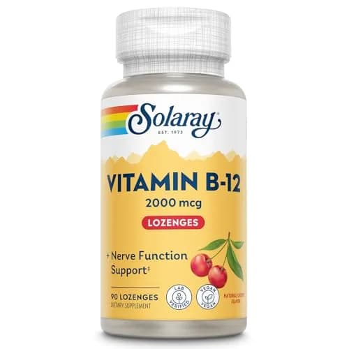 SOLARAY Vitamin B12 2000 mcg Lozenges No Sugar Cherry Flavor | Supports Nerve & Energy thumbnail 1