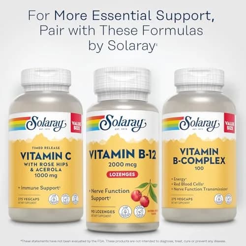 SOLARAY Vitamin B12 2000 mcg Lozenges No Sugar Cherry Flavor | Supports Nerve & Energy thumbnail 6