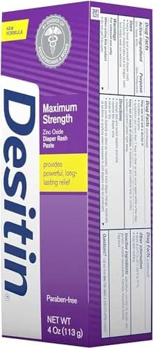 Desitin Maximum Strength Diaper Rash Paste 4 oz (Pack of 12) | Zinc Oxide Barrier for Sensitive Skin thumbnail 5