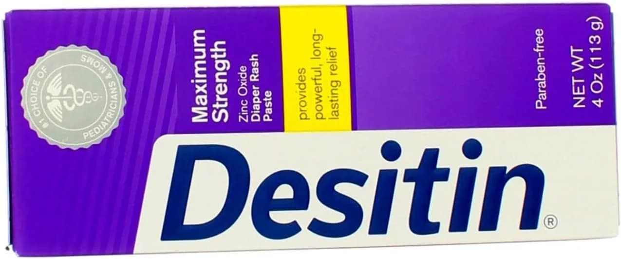 Desitin Maximum Strength Diaper Rash Paste 4 oz (Pack of 12) | Zinc Oxide Barrier for Sensitive Skin — 1 Ounce
