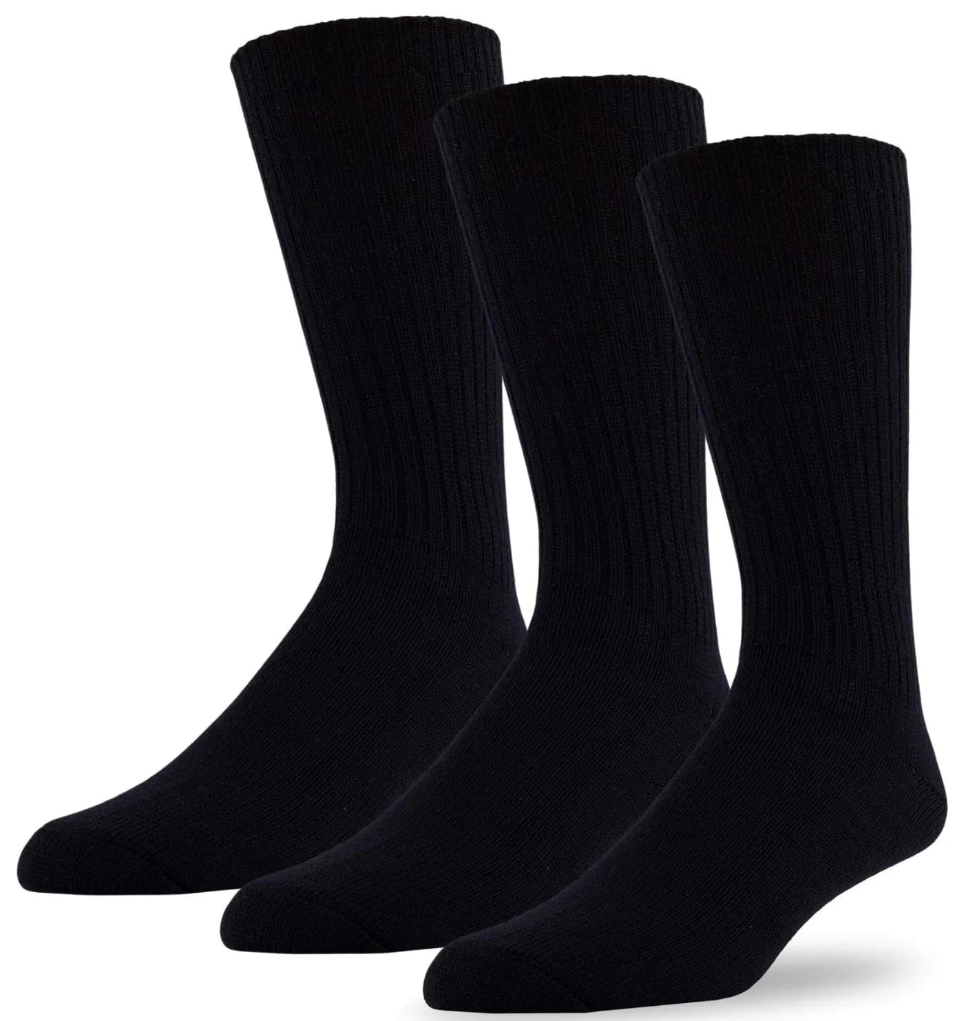 J.B. Field's 96% Merino Wool Casual Socks | Soft, Itch-Free, Supportive, For Hiking & Running (Medium) Black