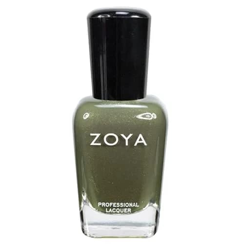ZOYA Yara Nail Polish 0.5 fl oz | Smoky Olive Drab Green with Gold Glitter, Big10Free Vegan thumbnail 1