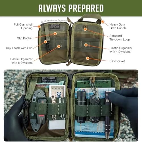 Maxpedition Mini Pocket Organizer OD Green | Tactical EDC Pouch for Cargo Pocket & MOLLE Gear thumbnail 5
