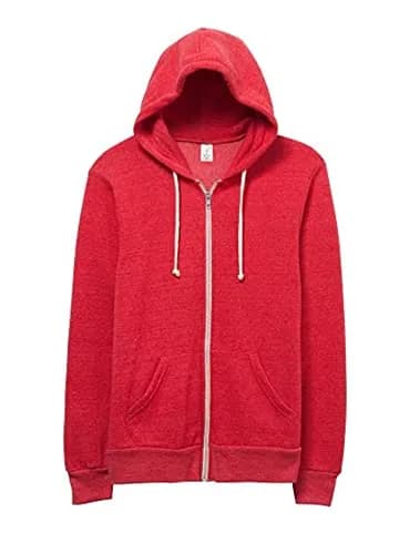 Alternative Men Rocky Fleece Zip Hoodie, Eco True Red, Medium | Slim Fit Eco-Fleece Hoodie for Cold Weather thumbnail 4