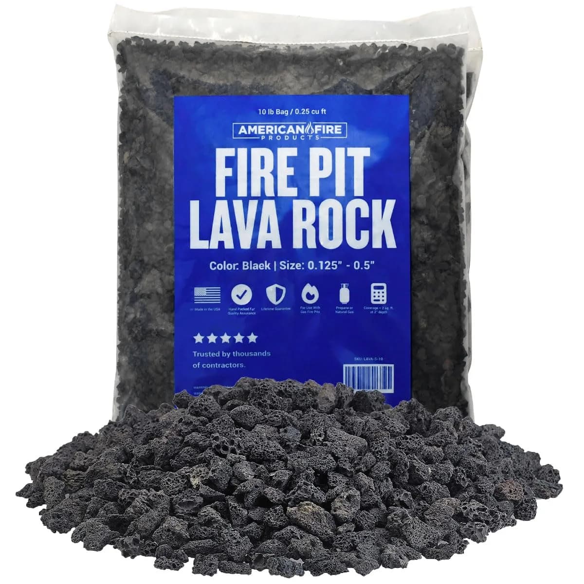 American Fireglass Small Lava Rock 1/8"-1/2" | Durable volcanic rock for fire pits & decor
