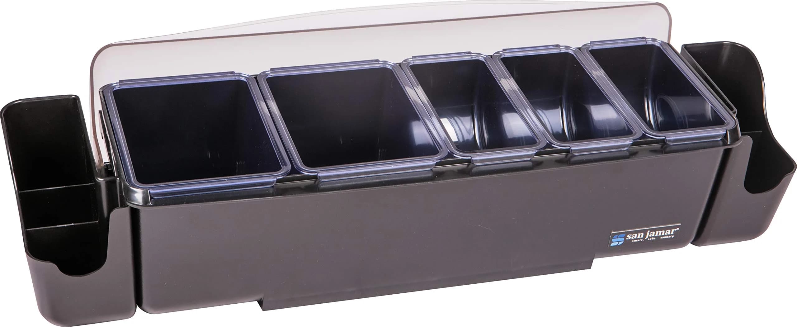 San Jamar Dome Garnish Center 5 Tray with Caddies, 9 Pints (1.125 Gallon / 1.06 Liters) | Professional Bar Condiment Organizer
