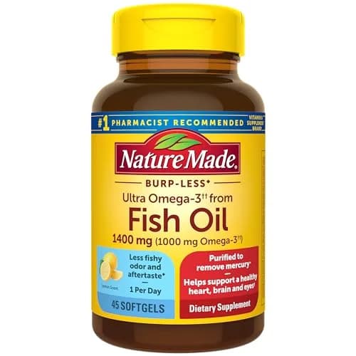 Nature Made Burp-Less Ultra Omega-3 Fish Oil 1400 mg Softgels (935 mg EPA & DHA) | Heart, Brain & Eye Support thumbnail 1