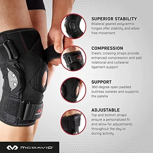 McDavid PSII Bi-Lateral Geared Polycentric Hinged Knee Brace XX-Large | FDA Approved Orthopedic Brace for ACL, LCL, Arthritis, Patella Support thumbnail 3