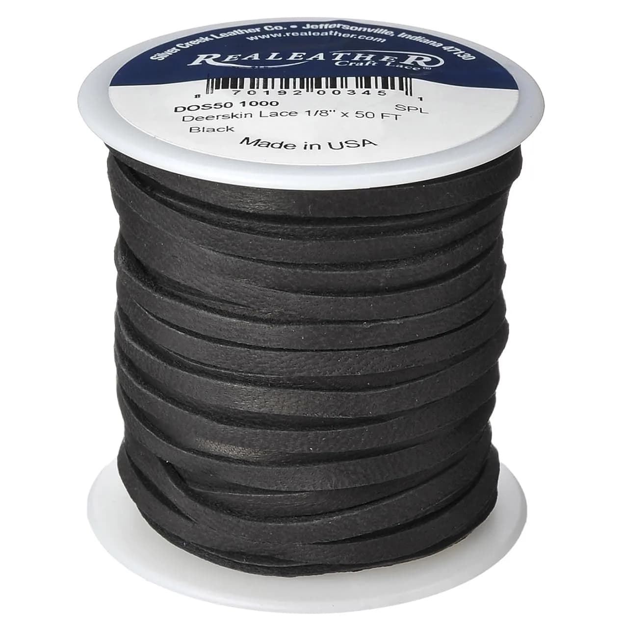 Realeather Deerskin Leather Lace 1/8" x 50 ft. Black | Soft, Strong, and Flexible for Crafts - main product image